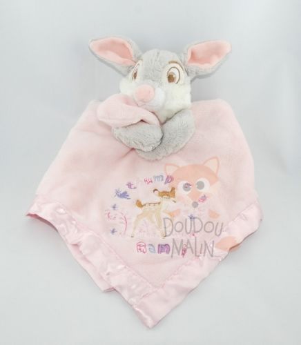  panpan lapin thumper plat carré rose gris bambi fleur papillon 